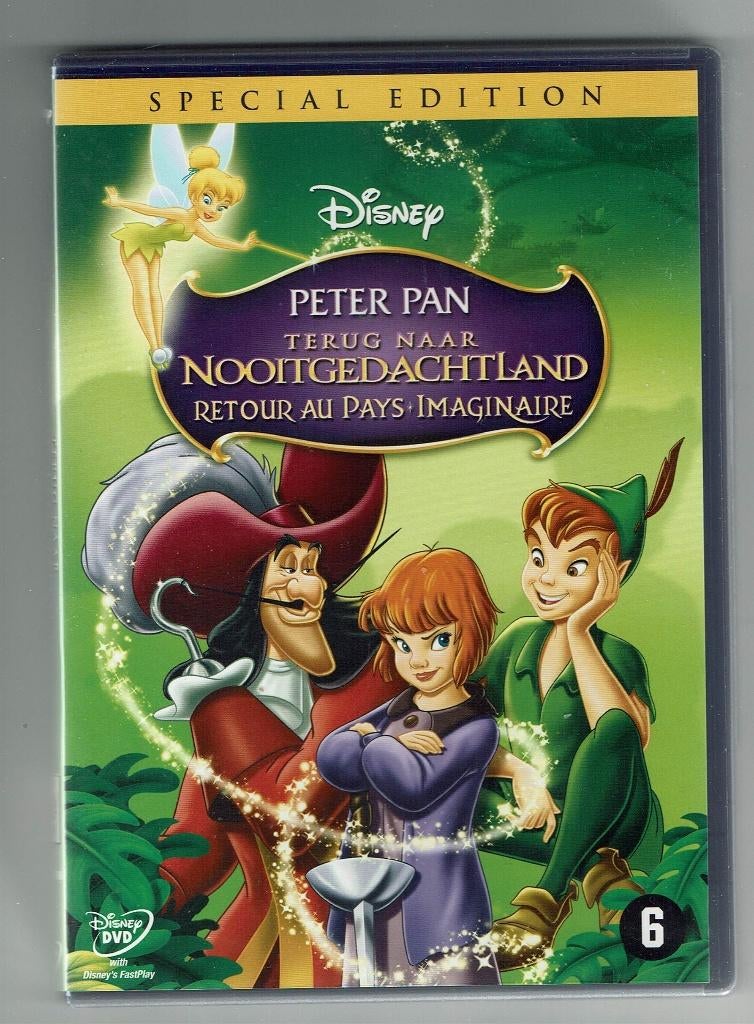 DVD  Peter Pan Terug naar Nooitgedachtland Walt Disney, Cd's en Dvd's, Avontuur, Ophalen of Verzenden, Zo goed als nieuw, Vanaf 6 jaar
