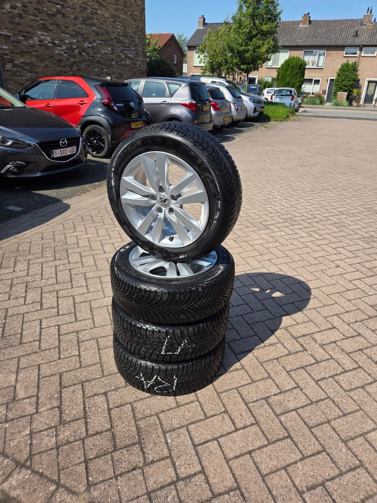 Te koop peugeot 308 lichtmetalen set winterbanden 205/55 R16, Auto-onderdelen, Banden en Velgen, Ophalen, Gebruikt, 16 inch, Banden en Velgen