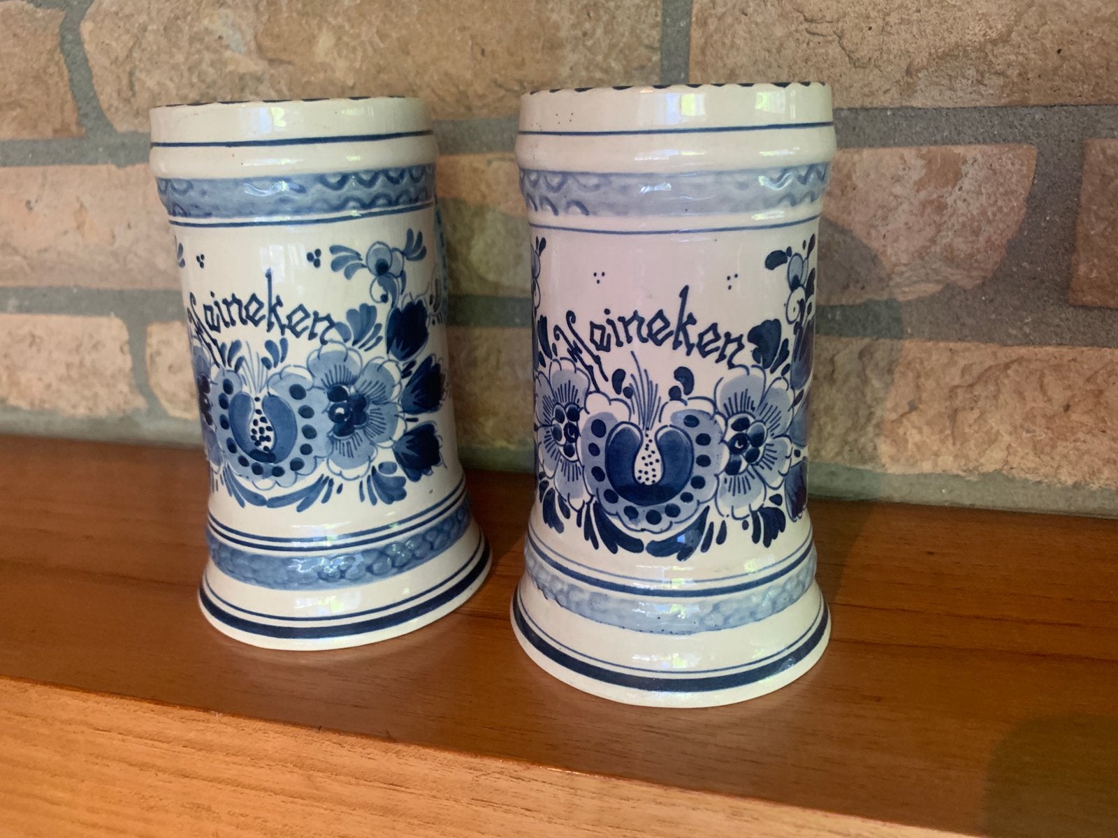 Set van 2 Delfts Blauwe bierpullen van Heineken, Verzamelen, Ophalen of Verzenden, Zo goed als nieuw, Glas of Glazen, Heineken