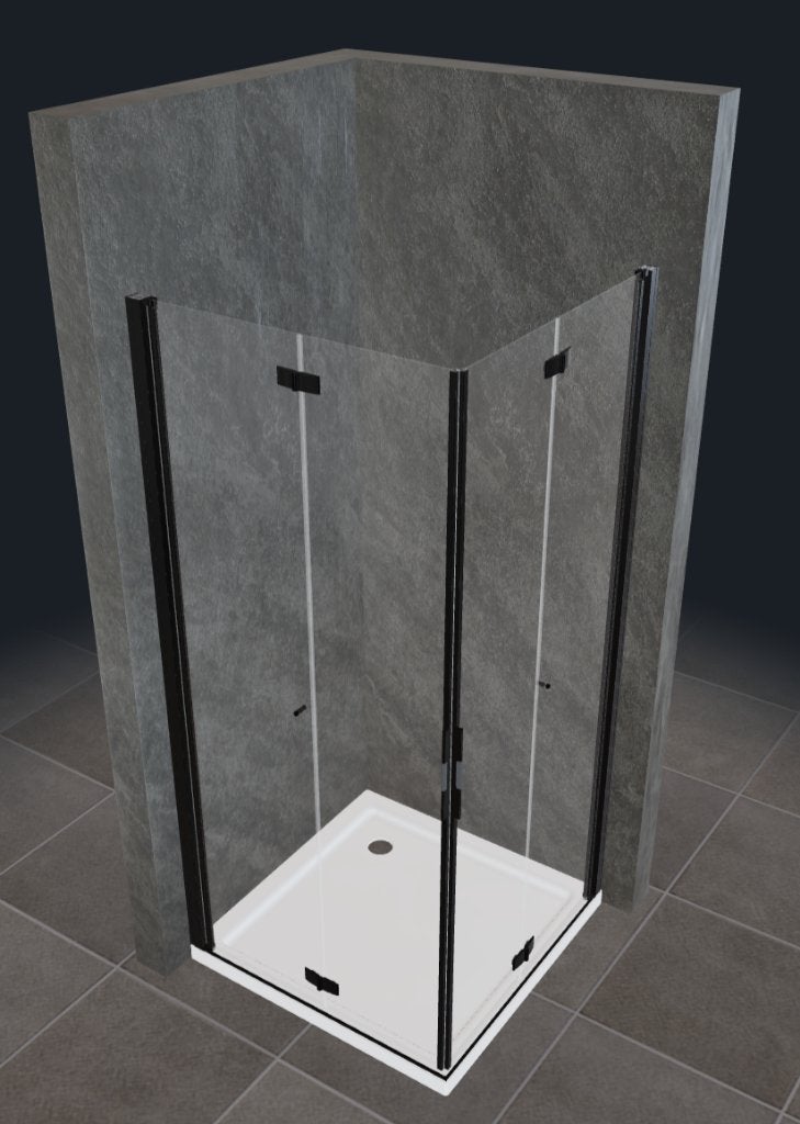 Nieuwe Duka Stila 2000 Douchecabine - Zwart, Vouwdeuren, Ophalen, Nieuw, Glas, Douche