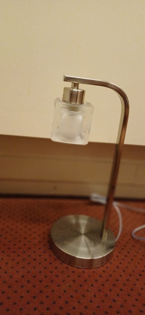 Bureaulamp zilver, Huis en Inrichting, Ophalen, Gebruikt, 35 cm, Inclusief lichtbron