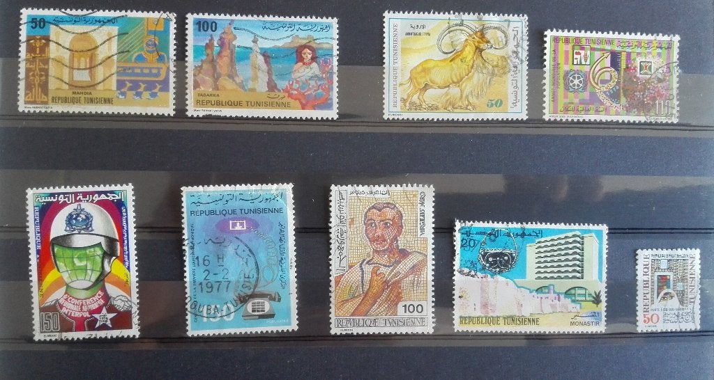 Postzegels uit Tunesie, Marokko en Tsjaad=Chad (postfris)., Postzegels en Munten, Ophalen of Verzenden, Tunesië, Gestempeld