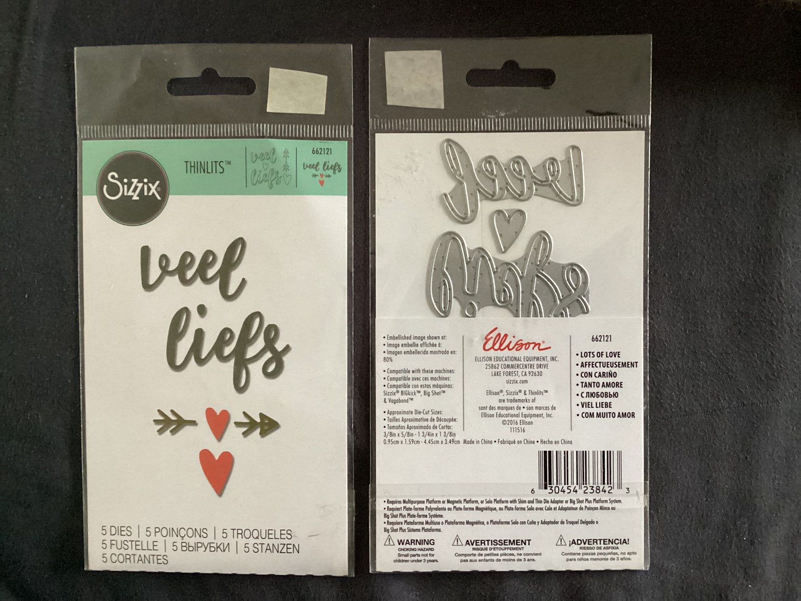 Sizzix thinlits die set - veel liefs , 662121,, Ophalen of Verzenden, Nieuw, Overige thema's, Pons of Mal