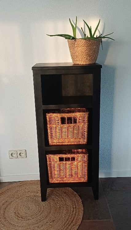 zwart kastje met rotan manden, Ophalen, 1 of 2 laden, 50 tot 100 cm, Minder dan 100 cm