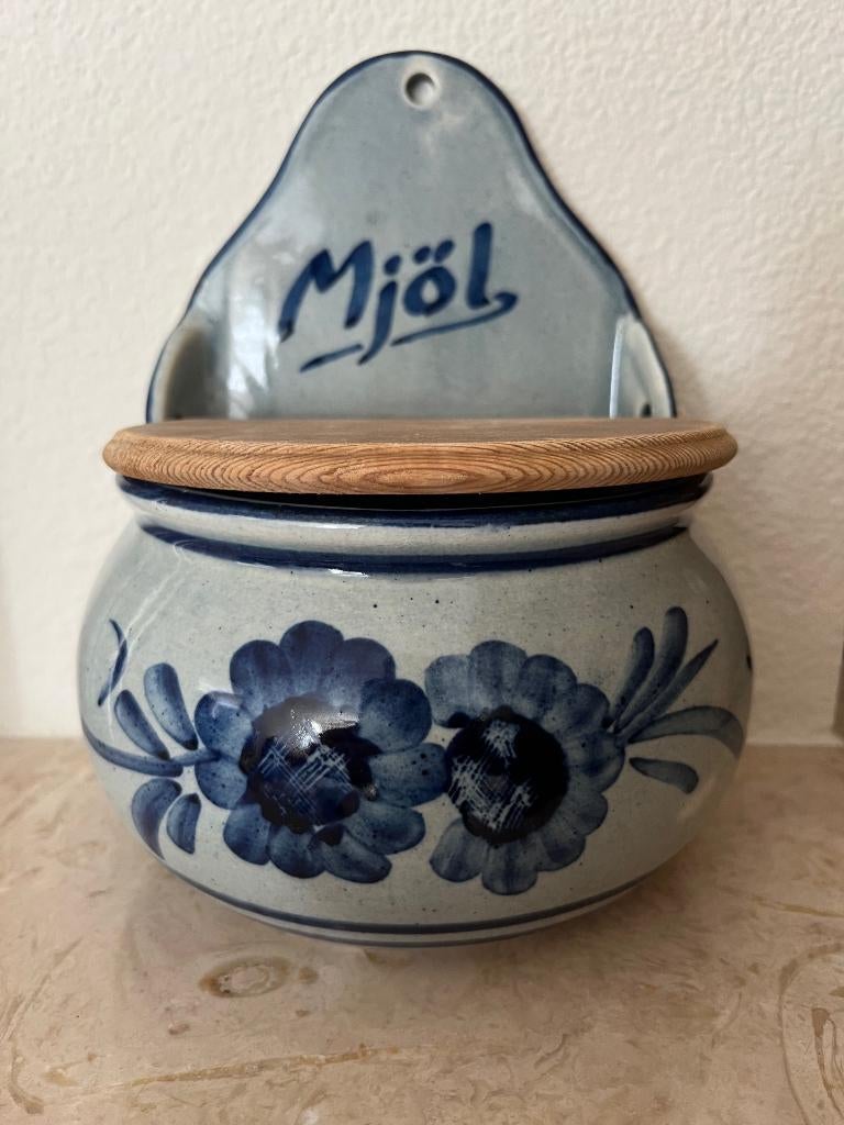 Scandinavisch - meelpot met houten deksel, Overige typen, Ophalen of Verzenden, Zo goed als nieuw, Overige stijlen
