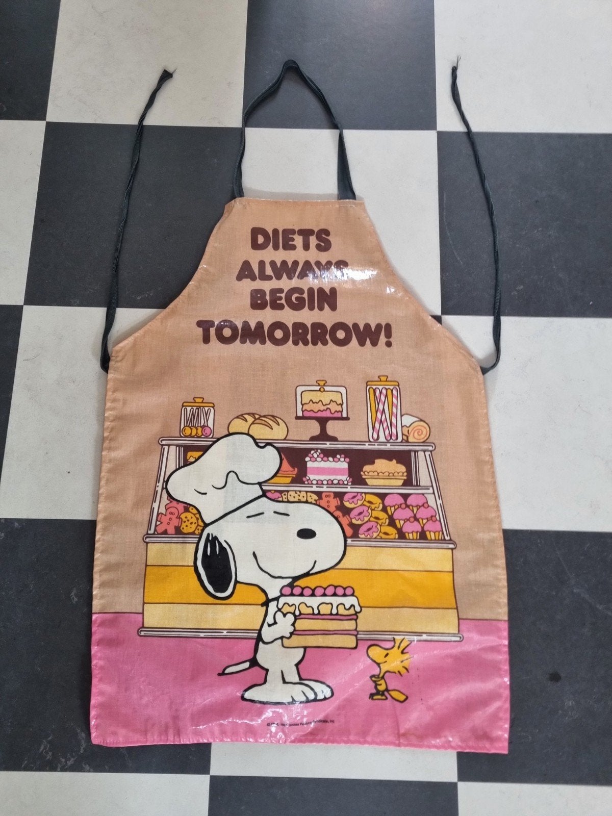 Vintage Snoopy Woodstock Keukenschort Jaren 70/80, Beige, Kunststof, Ophalen of Verzenden, Overige merken