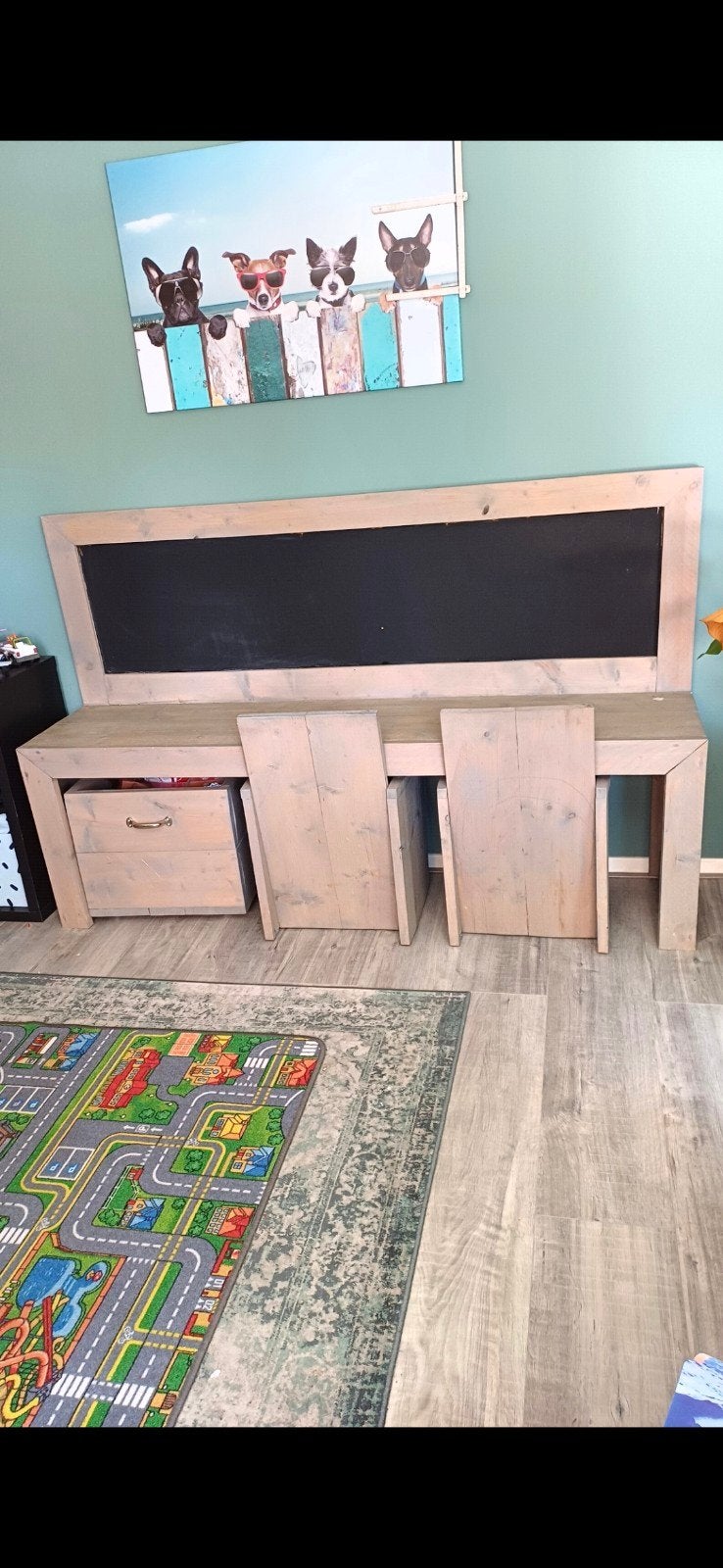 stijgerhouten speelmeubel, 190 cm, Kinderbureau, Zo goed als nieuw, Grijs