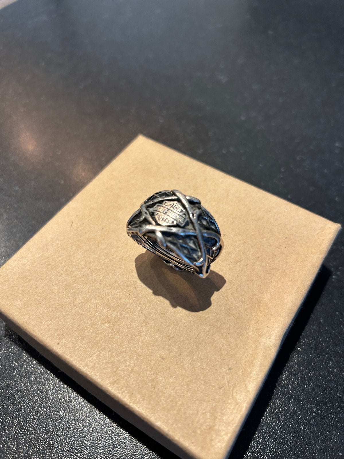Harley-Davidson zilveren ring, maat US14, 19 tot 20, Ophalen of Verzenden, Zo goed als nieuw, Dame of Heer
