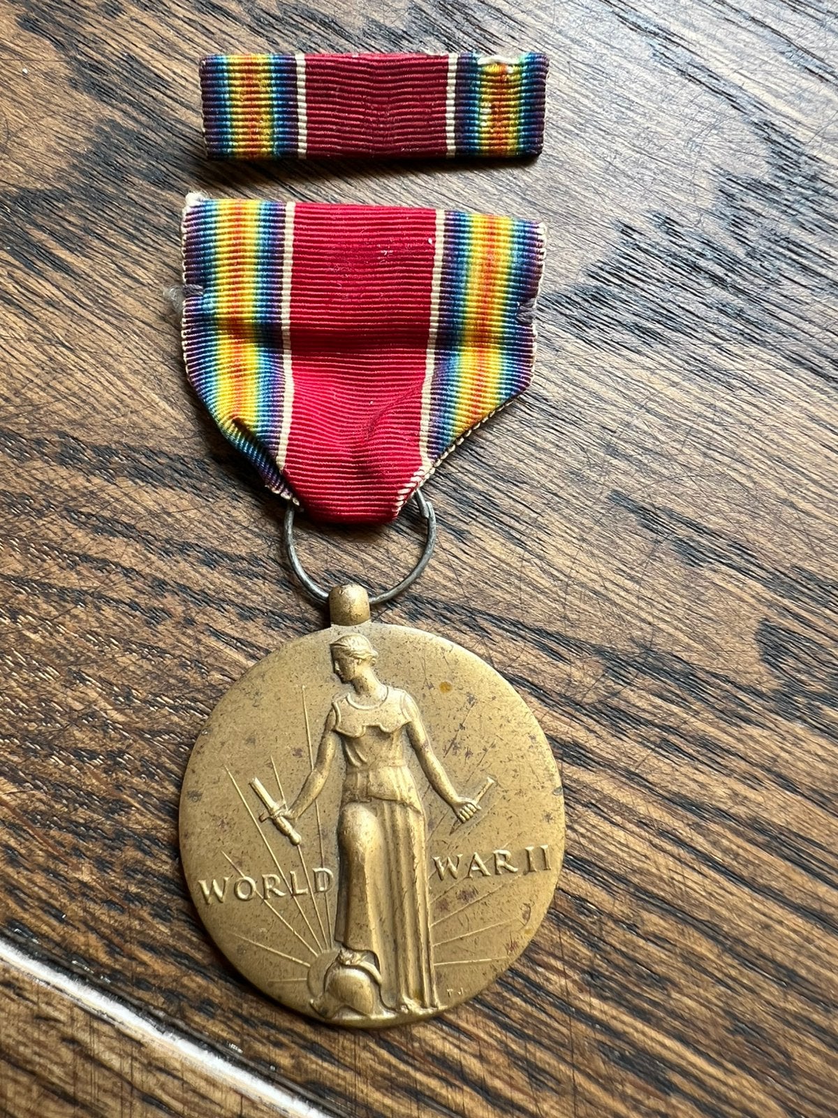 WO2 Amerikaanse Victory medal medaille met baton, Amerika, Verzenden, Lintje, Medaille of Wings