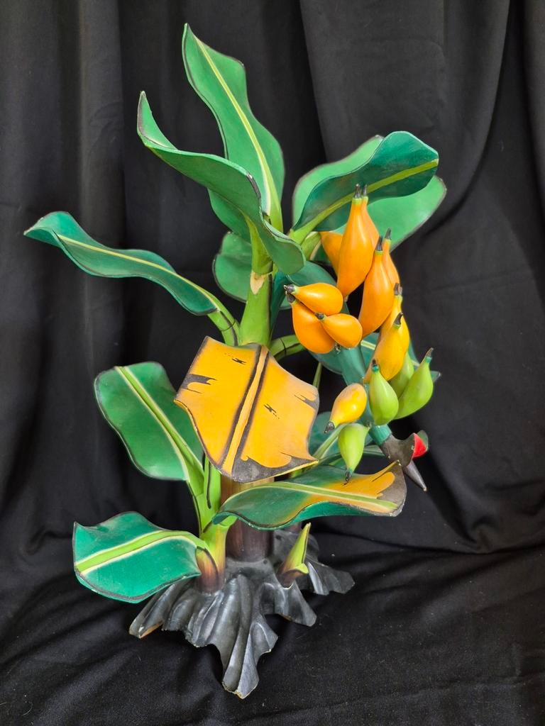 Uit hout gesneden botanische bananenplant vintage, Ophalen