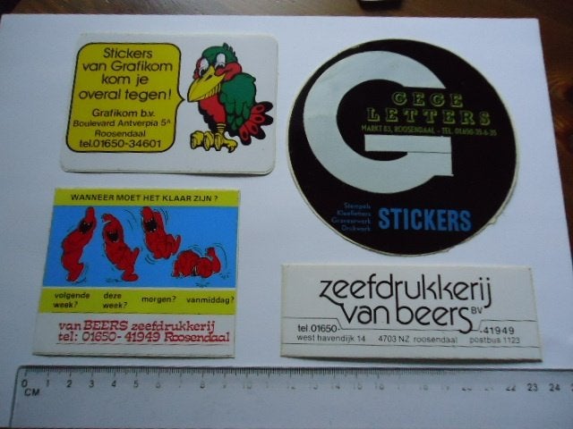 sticker oud Roosendaal drukkerij vintage Beers grafikom gege, Verzenden, Zo goed als nieuw, Bedrijf of Vereniging