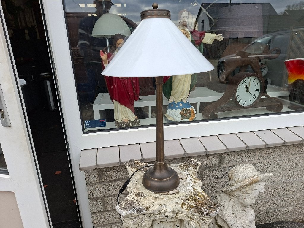 schitterende staande schemerlamp lamp met melkglazen kap, Huis en Inrichting, Ophalen of Verzenden, Zo goed als nieuw