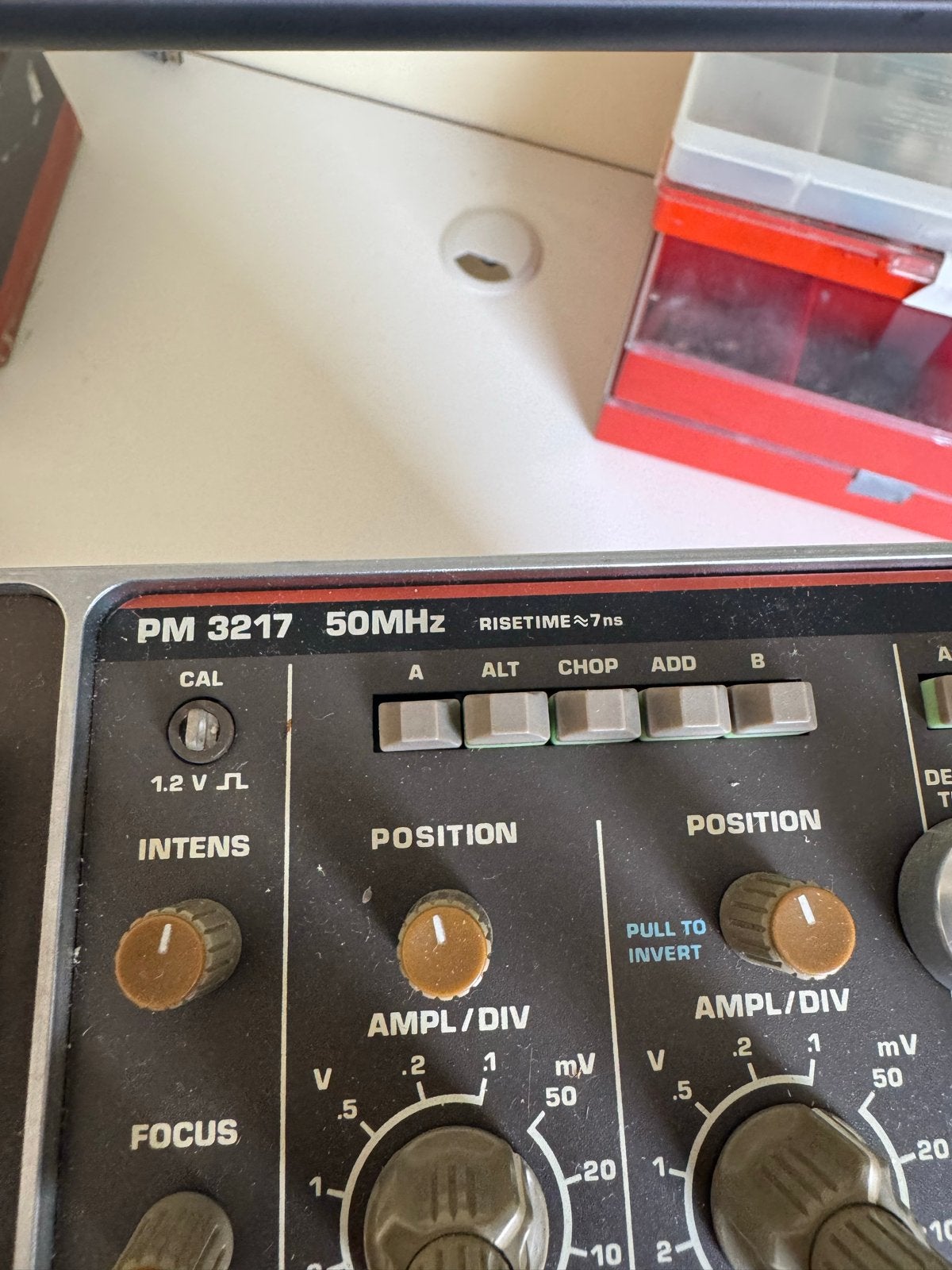 Philips PM 3217 50MHz Oscilloscoop - Vintage Analoog, Ophalen of Verzenden, Gebruikt