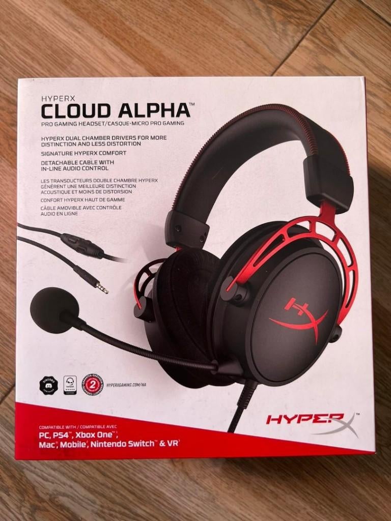 HyperX Cloud Alpha Pro Gaming Headset, Computers en Software, Headsets, Zo goed als nieuw, Over-ear, Bedraad, Gaming headset, Inklapbare microfoon