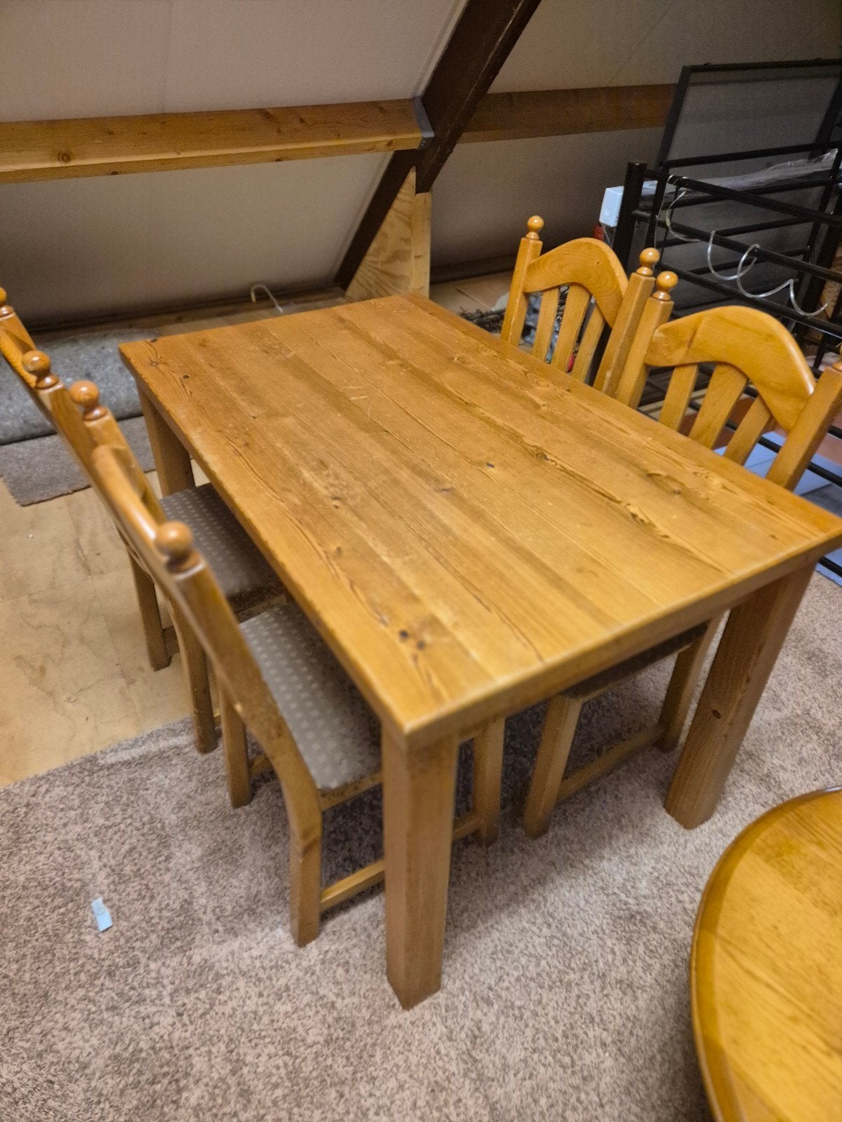 Grenenhouten eettafel met 4 stoelen, Huis en Inrichting, Ophalen, Gebruikt, 100 tot 150 cm, Eikenhout