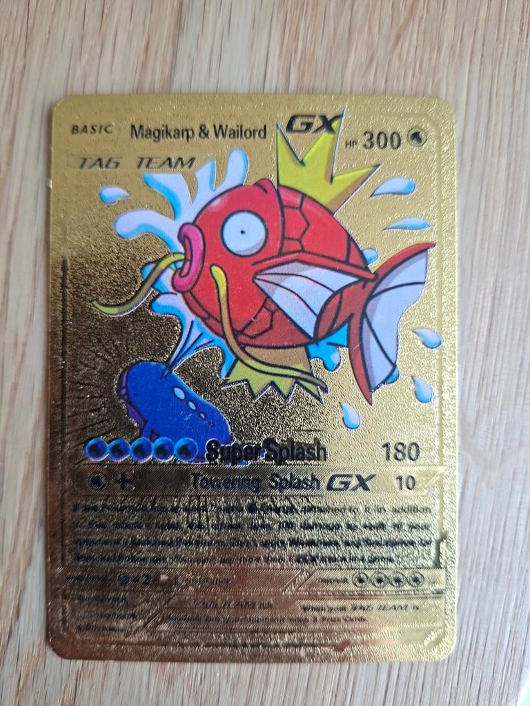 Pokémon Kaart Magikarp & Wailord GX Gouden Foil, Ophalen of Verzenden, Zo goed als nieuw, Losse kaart, Foil