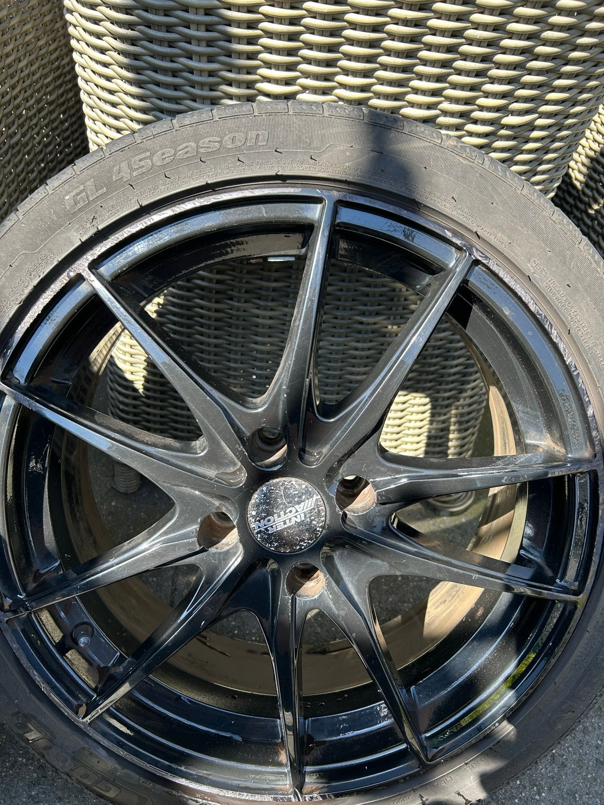 Set van 4 Goldline banden met zwarte lichtmetalen velgen, Ophalen, Gebruikt, Banden en Velgen, 17 inch