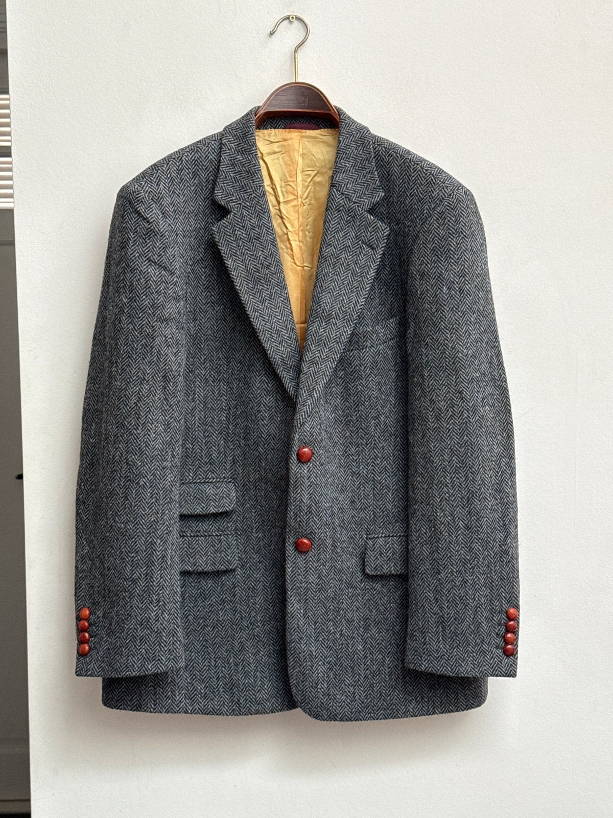 Harris Tweed colbert grijs wol vintage, geschat maat 54, Ophalen of Verzenden, Zo goed als nieuw, Maat 52/54 (L), Grijs