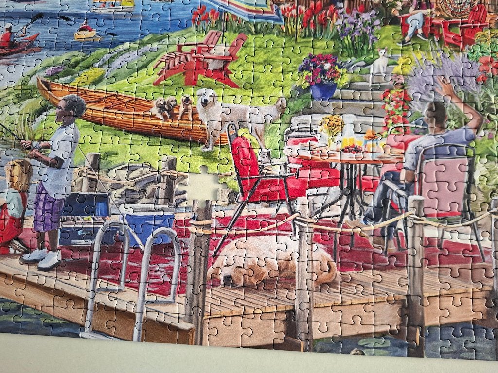 Bluebird puzzel Lake view cabin mountain time, Hobby en Vrije tijd, Denksport en Puzzels, Ophalen of Verzenden, 500 t/m 1500 stukjes