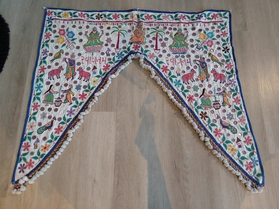 Unieke Indiase Toran Deurhanger met Spiegelwerk, Ophalen of Verzenden