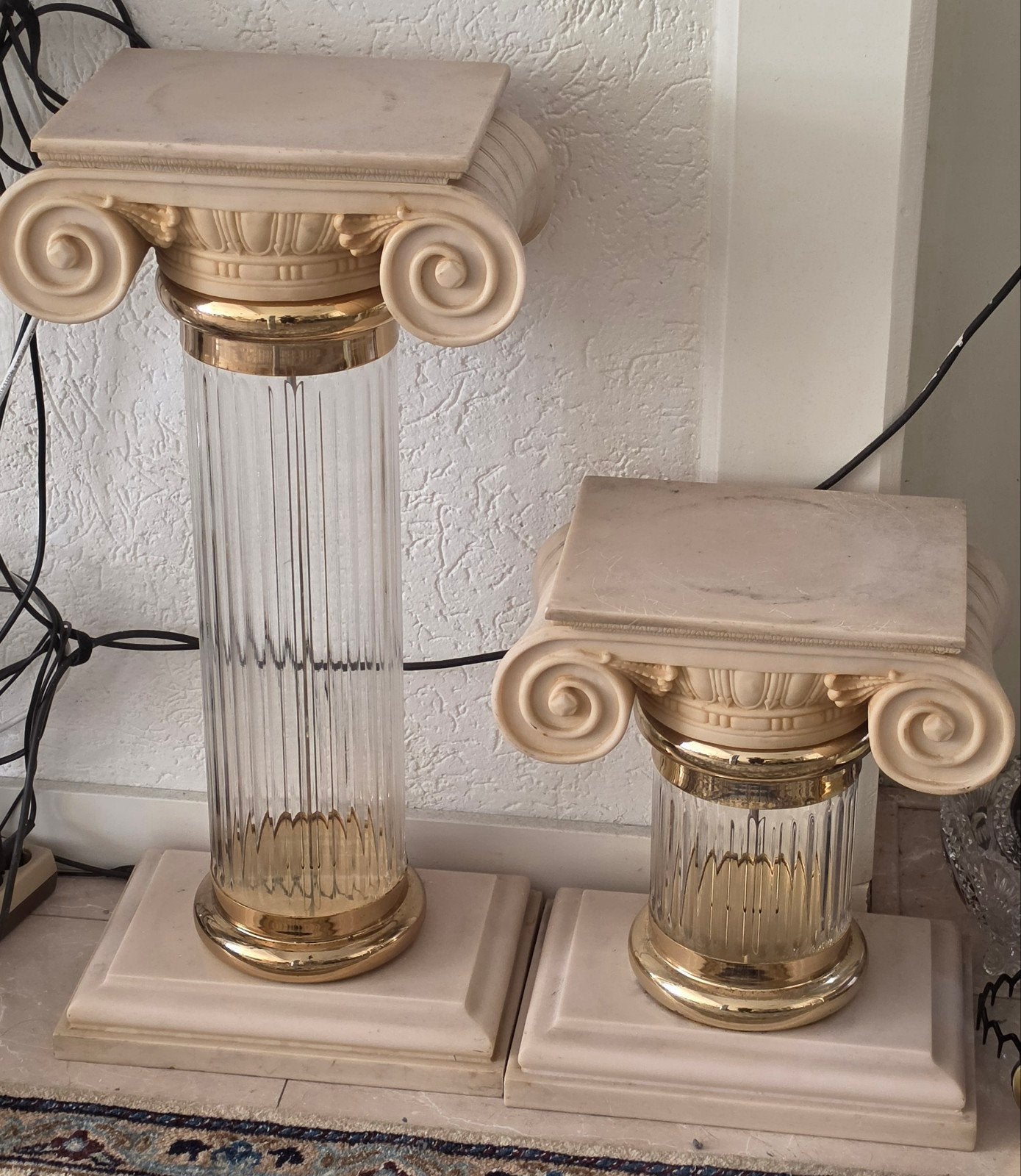2 vidalgrau zuilen marmeren bladgoud plexiglas, Huis en Inrichting, Woonaccessoires | Zuilen en Pilaren, Ophalen