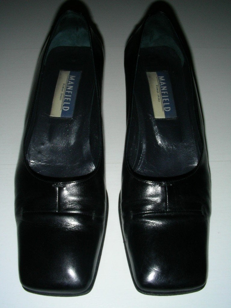 MANFIELD schoenen instappers donker blauw zwart leer 40 41, Kleding | Dames, Schoenen, Blauw, Instappers, Ophalen of Verzenden