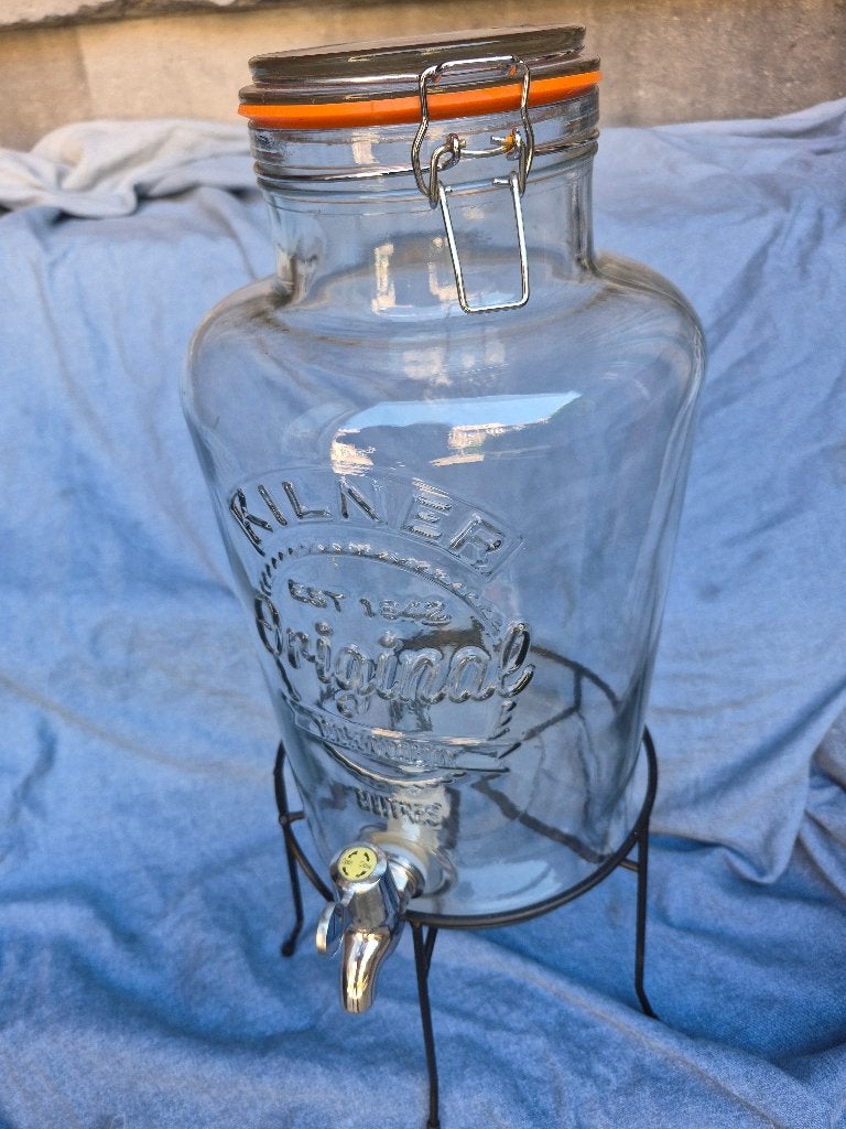 Kilner Drankdispenser, Met metalen voet, 8L, Ophalen, Zo goed als nieuw, Wit, Glas