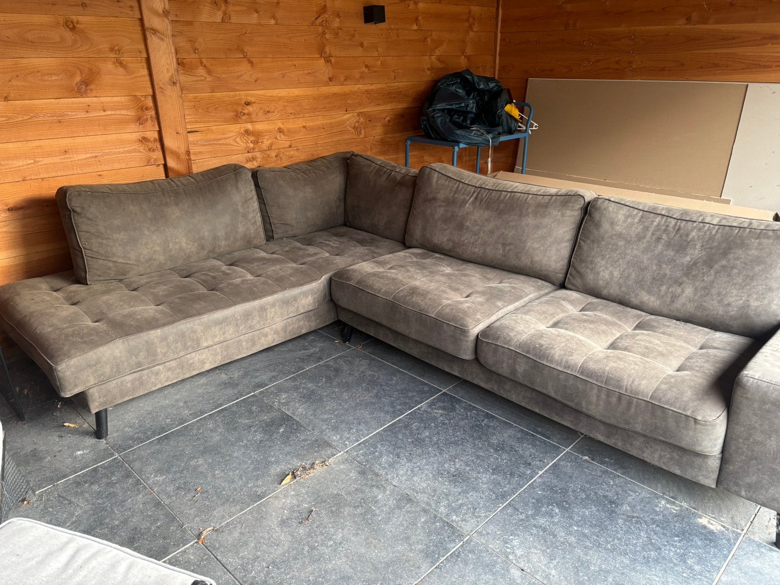 Hoekbank Gratis, Tuin en Terras, 5 zitplaatsen, Steigerhout, Ophalen of Verzenden, Zo goed als nieuw