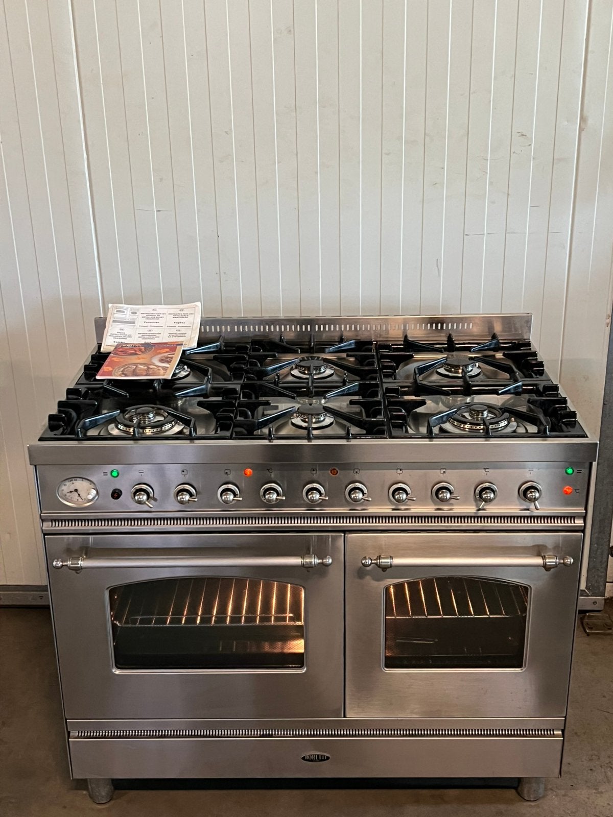 Luxe Boretti fornuis RVS 6 pits - 100 cm, 60 cm of meer, Ophalen of Verzenden, Zo goed als nieuw, Gas