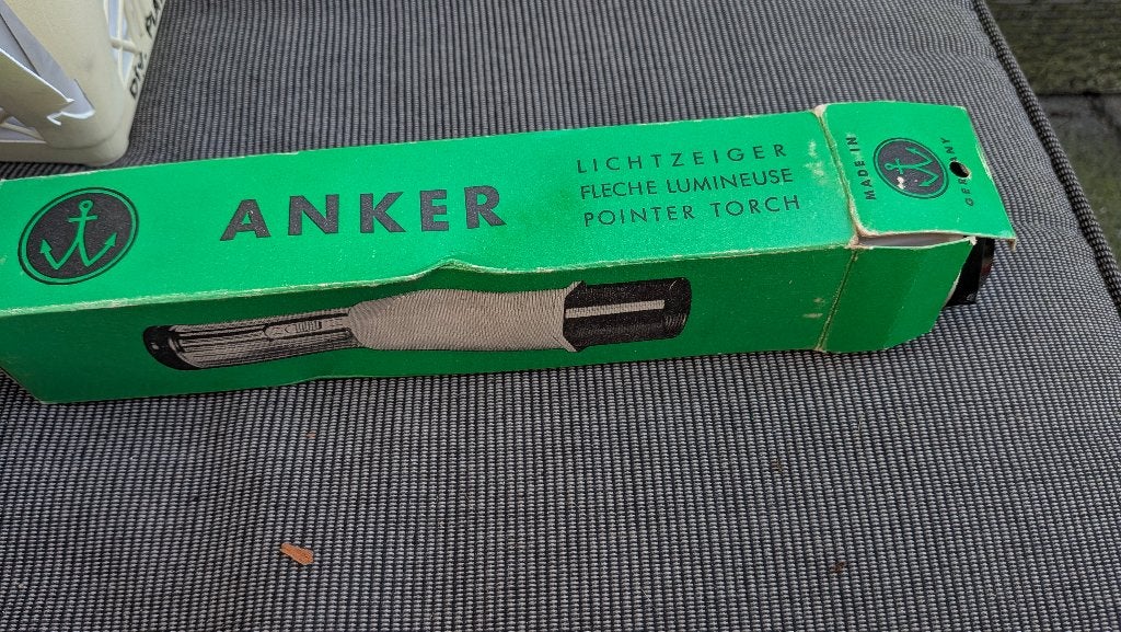 Vintage ANKER Lichtzeiger Pointer Torch werkend in doos, Ophalen of Verzenden, 1960 tot 1980, Overige typen