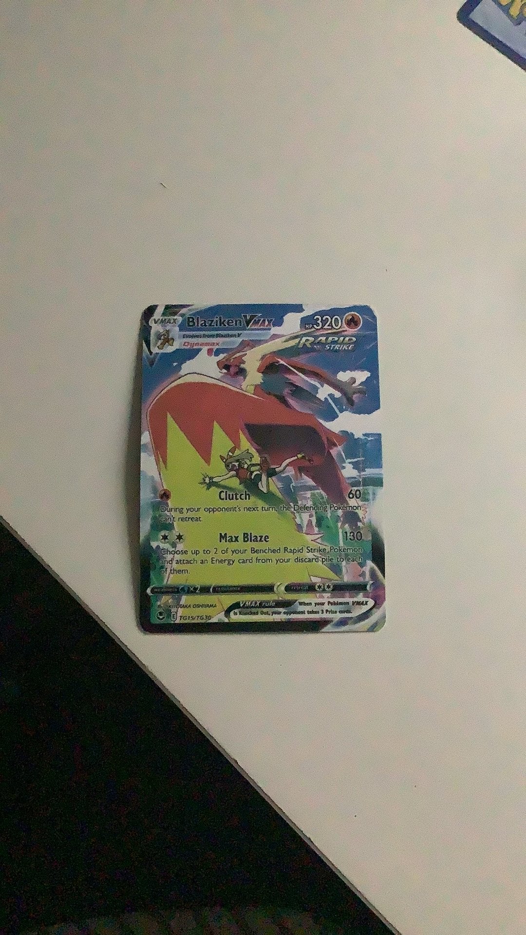 Pokémon Kaart Blaziken VMAX TG15/TG30 Rapid Strike, Ophalen of Verzenden, Zo goed als nieuw, Losse kaart