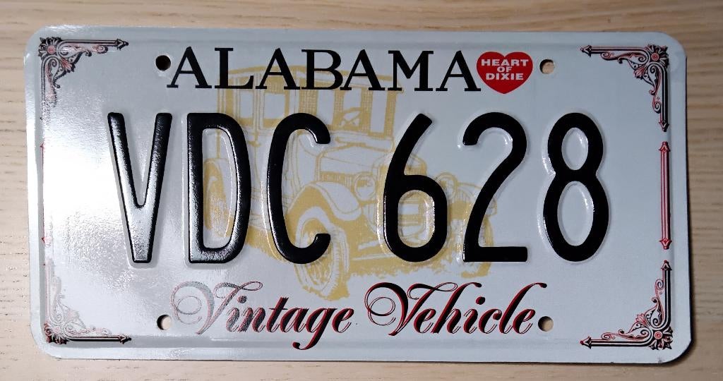 Licenseplate kentekenplaat Alabama vintage vehicle t-ford, Ophalen of Verzenden, Zo goed als nieuw, Auto's