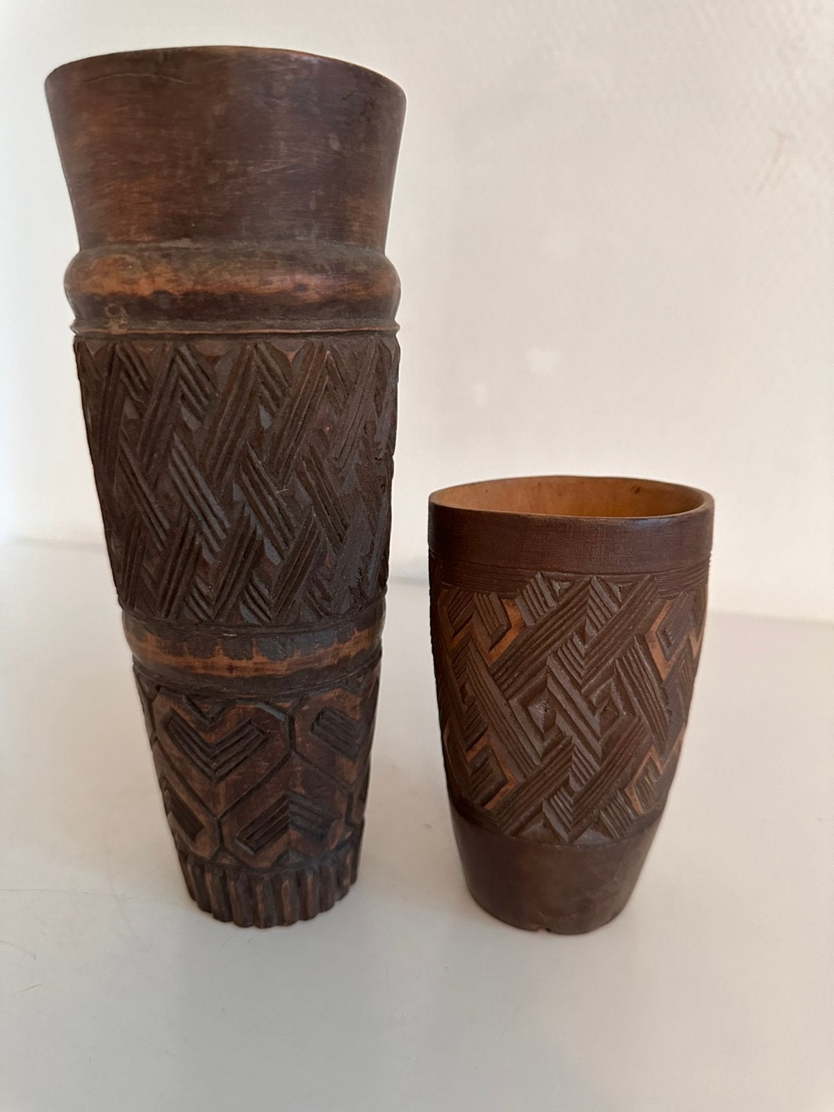 2 antieke Kuba Palmwijncups privécollectie Antropoloog 1930, Ophalen of Verzenden
