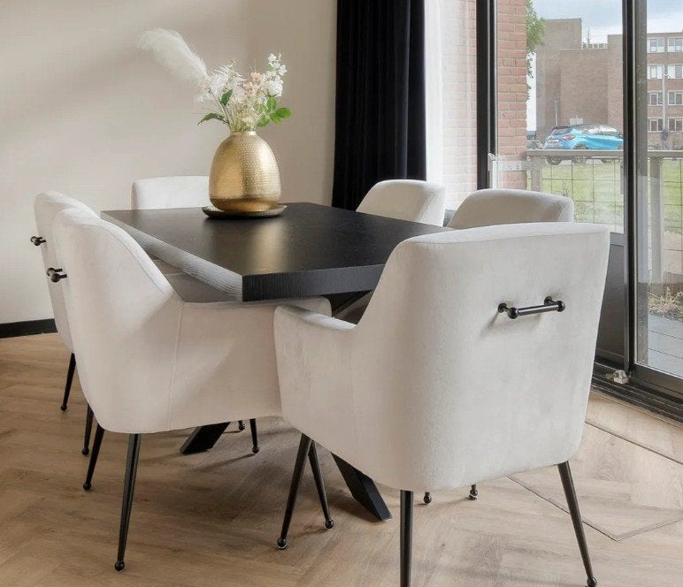 Luxe Woonset | Eettafel + 6 Velvet Stoelen + Salontafel, Huis en Inrichting, Stoelen, Ophalen, Zo goed als nieuw, Overige kleuren