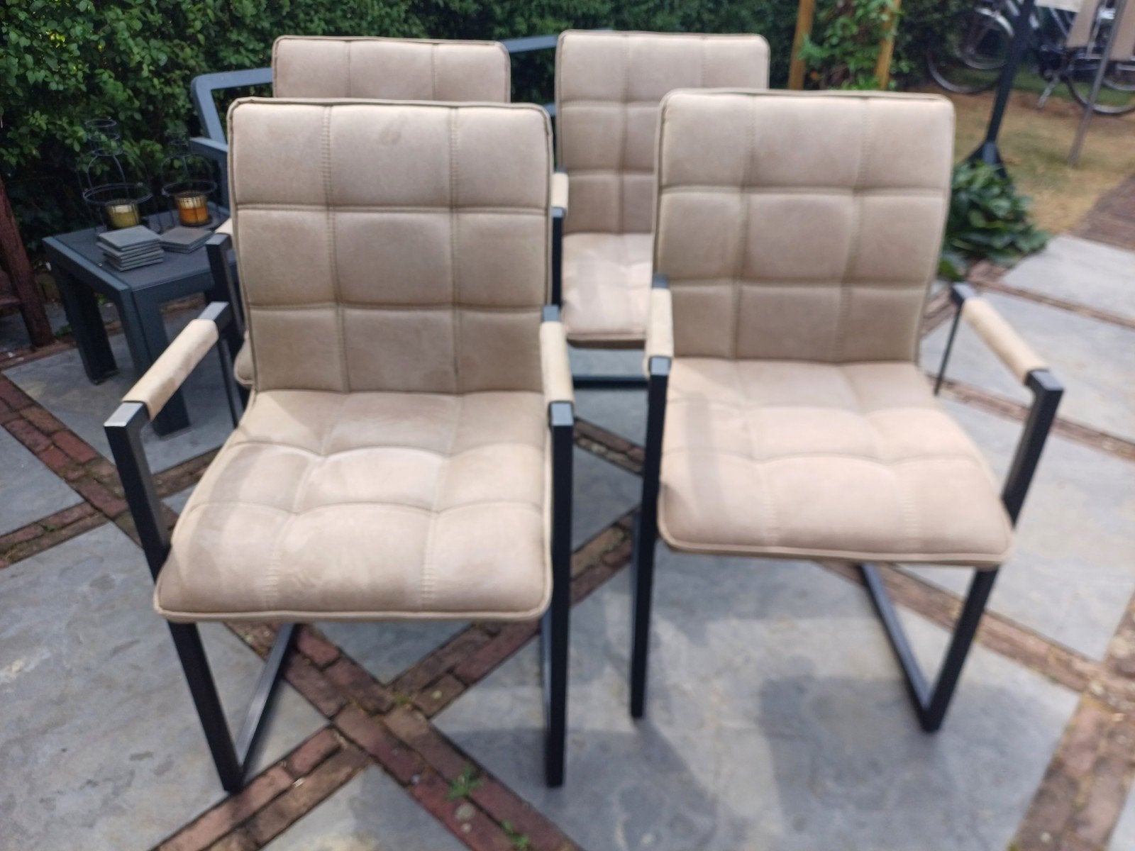 Eetkamerstoelen 4 stuks Beige Taupe, Huis en Inrichting, Stoelen, Ophalen, Gebruikt, Overige kleuren, Vier