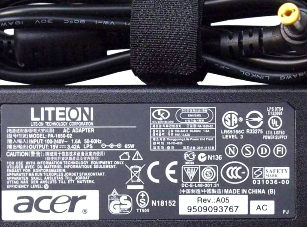 Acer Aspire LITE-On PA-1650-86 19V 3.42A 65W Adapter Oplader, Ophalen of Verzenden, Nieuw, Acer