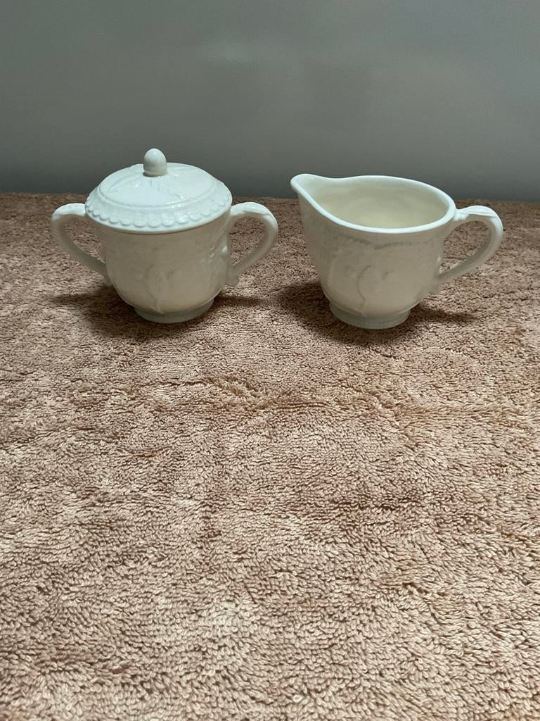 Abrigada Creamware Melkkannetje en Suikerpotje Portugal, Antiek en Kunst, Ophalen of Verzenden