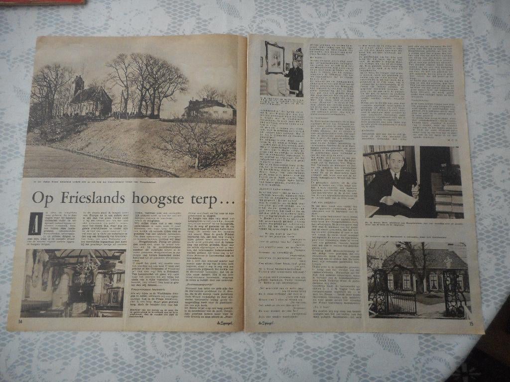 Hoogebeintum. Frieslands hoogste terp. 1958., Ophalen of Verzenden, 1940 tot 1960, Nederland, Knipsel(s)