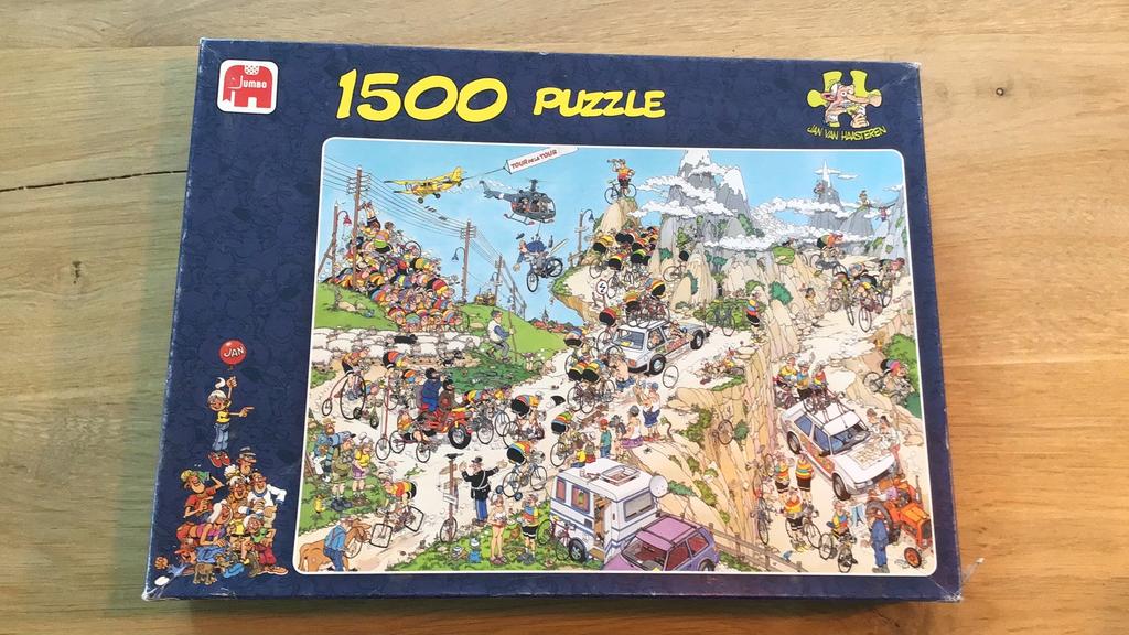 Jan van Haasteren, Tour de France, 1500 stukjes, Ophalen of Verzenden, 500 t/m 1500 stukjes, Zo goed als nieuw, Legpuzzel