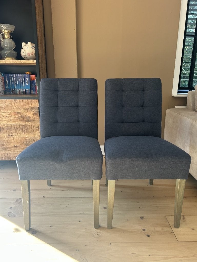 eettafel stoelen, Huis en Inrichting, Stoelen, Ophalen, Gebruikt, Twee, Blauw