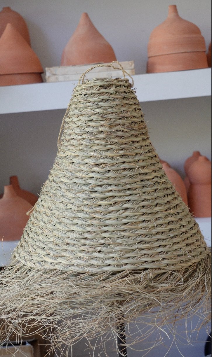 Rieten lamp XXL, Ophalen of Verzenden, Zo goed als nieuw, Rond
