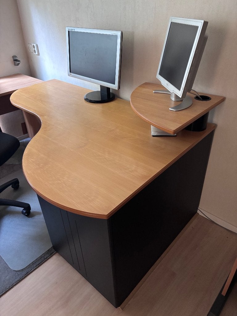Bureau beuken - zwart, Overige typen, Gebruikt, Hout, Bruin