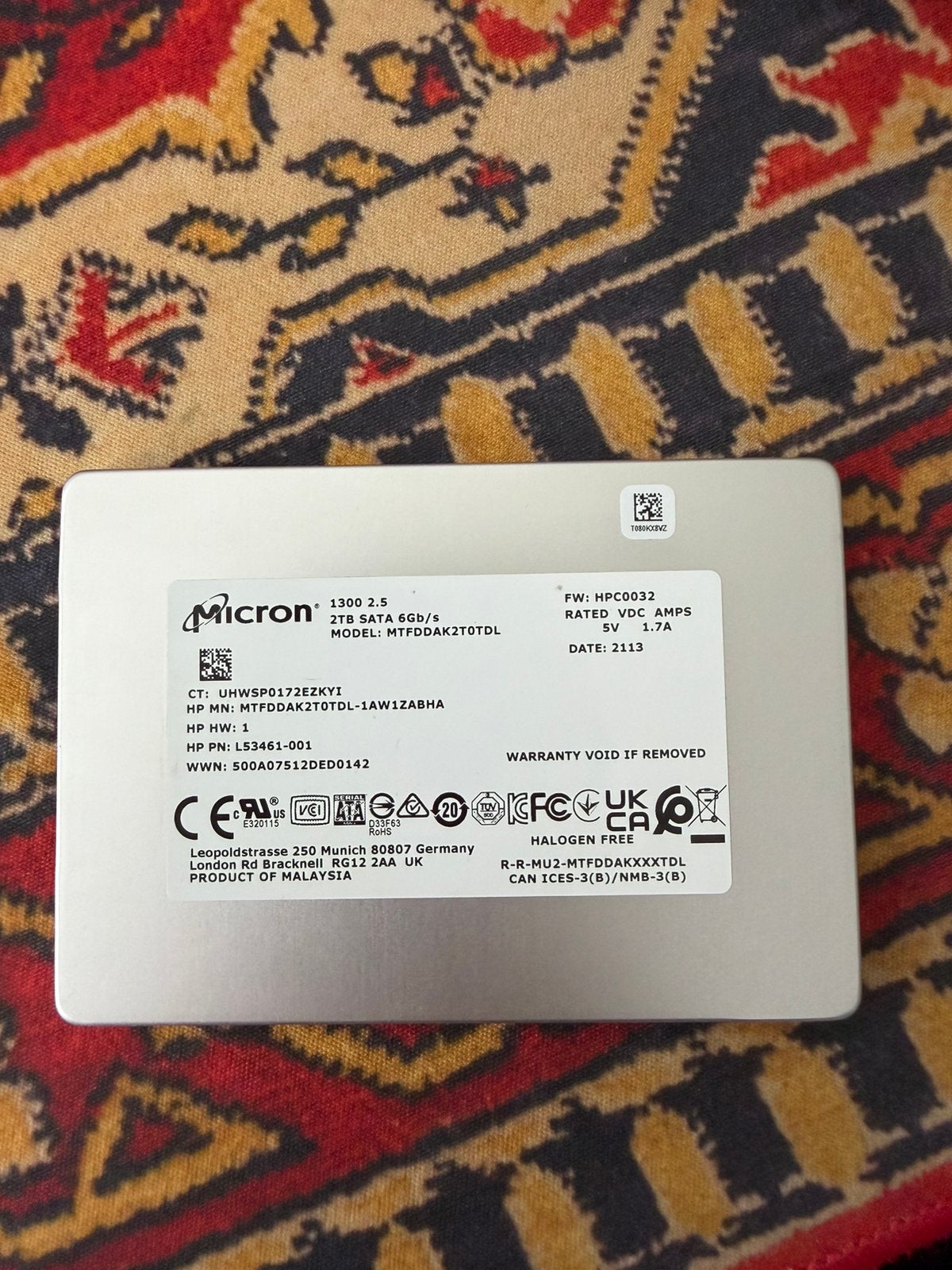 Micron 2TB SATA SSD – 6Gb/s, Ophalen, Zo goed als nieuw, Laptop