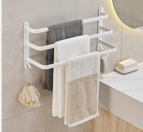 Luxe handdoekenrek voor in de badkamer met 3 stangen, Ophalen of Verzenden, Nieuw, Grijs