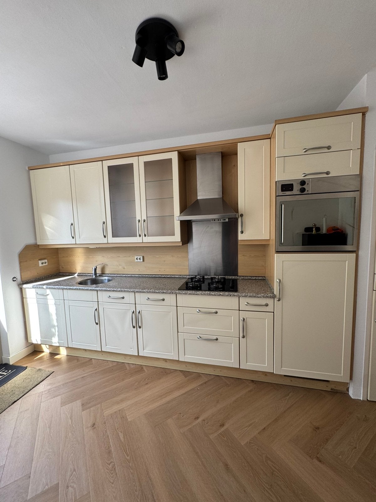 GRATIS OP TE HALEN! Complete keuken 349 cm, Ophalen, Gebruikt, Crème, Enkelwandige keuken