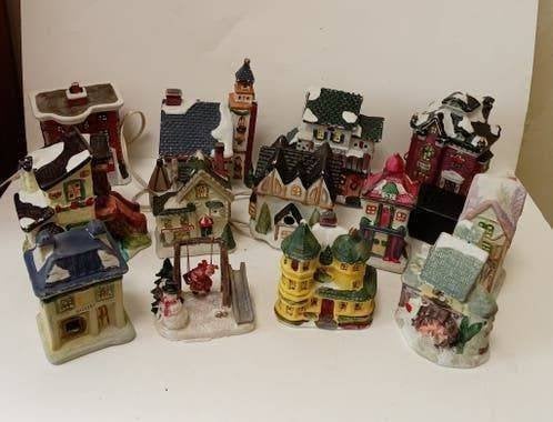 Porseleinen Kerstdorp Huisjes, Ophalen of Verzenden, Gebruikt