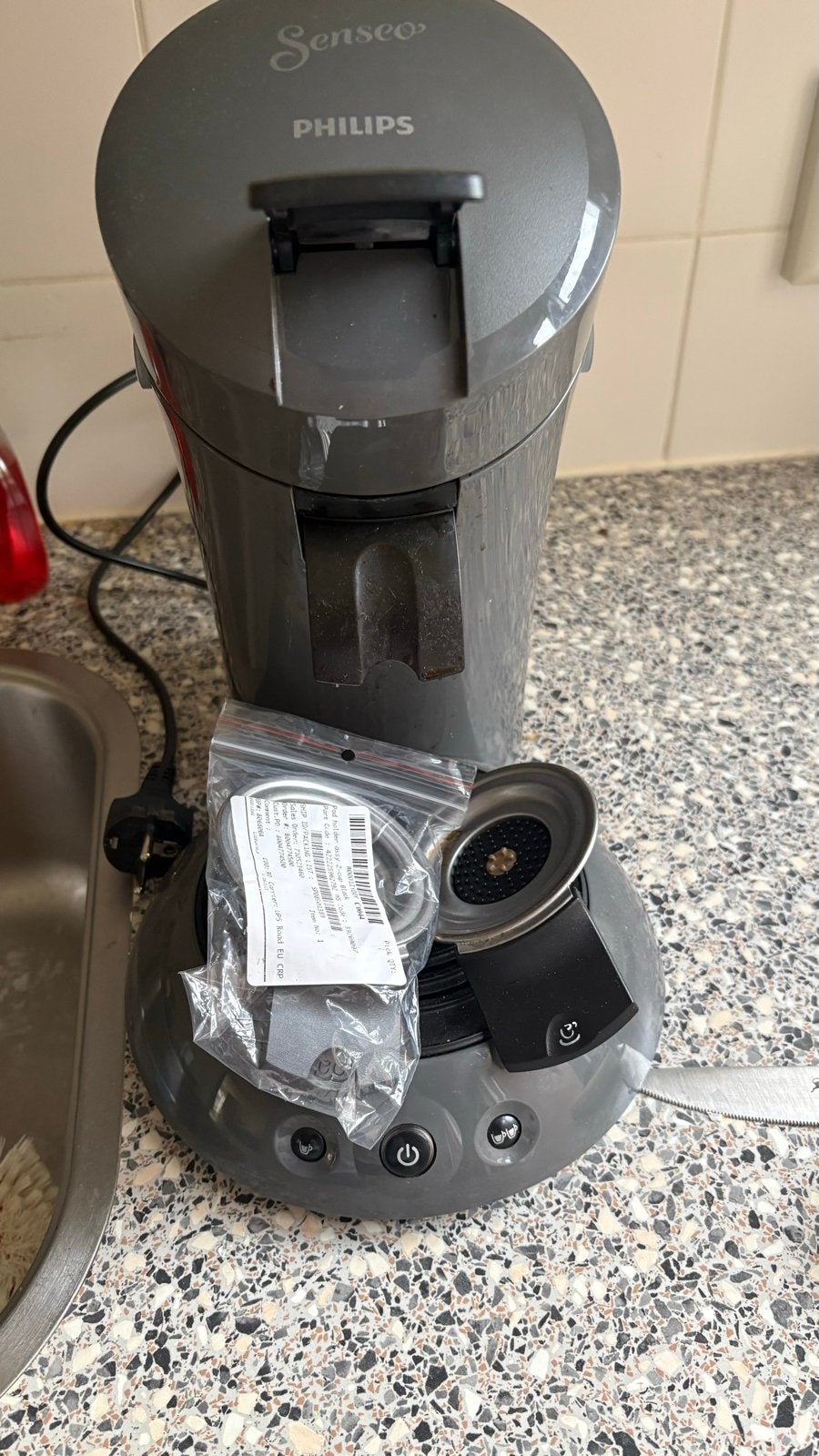 Philips Senseo Koffiezetapparaat (Rood en Grijs1, Ophalen, Gebruikt, Koffiemachine, 2 tot 4 kopjes
