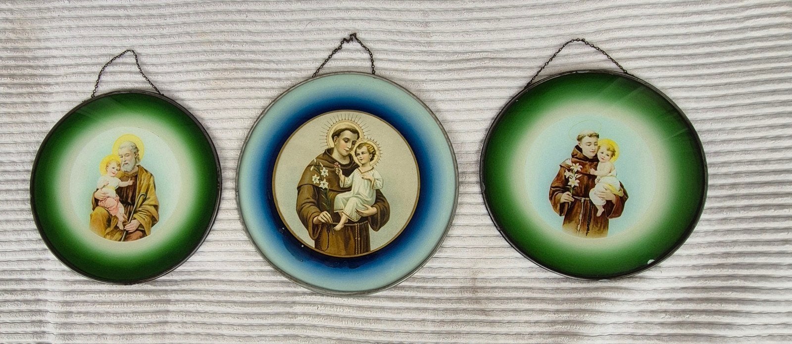 schoorsteenkappen , religieuze muurdecoratie, ca 1900, Ophalen of Verzenden, Gebruikt, Overige typen, Christendom | Katholiek
