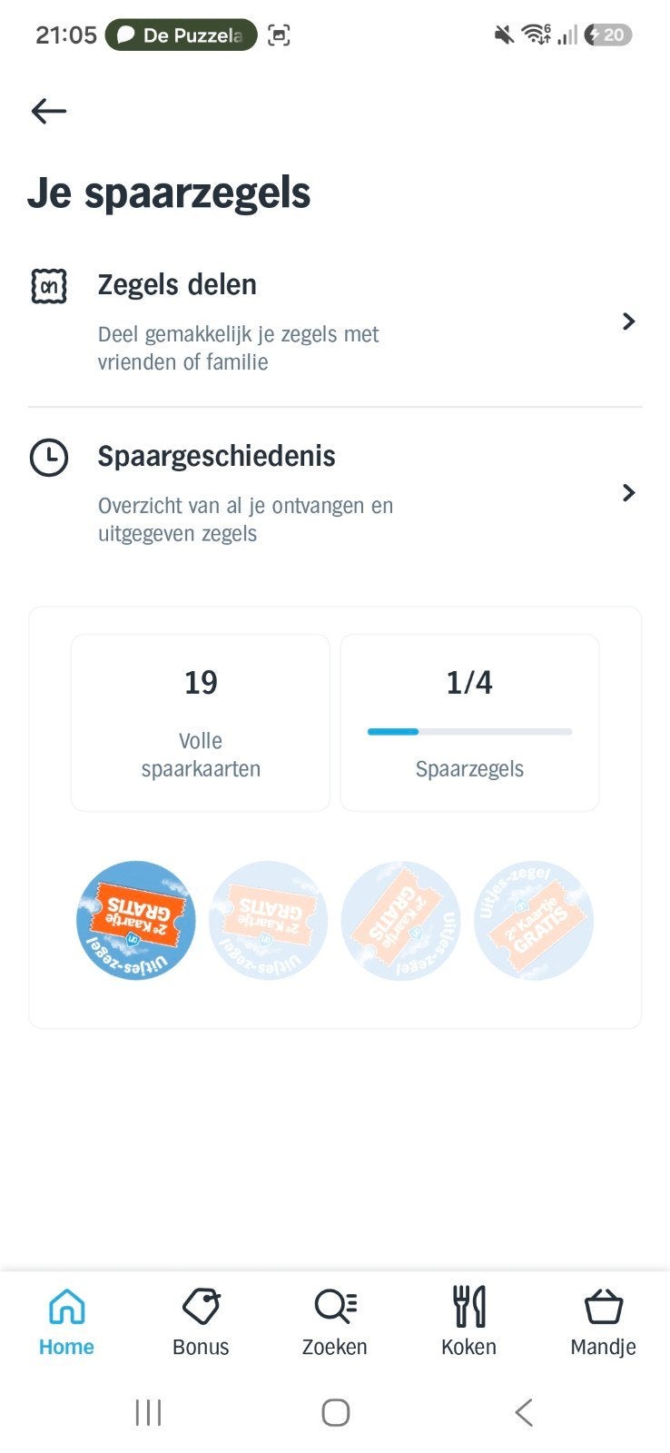 Albert Heijn Uitjes zegels - 19 volle spaarkaarten, Ophalen