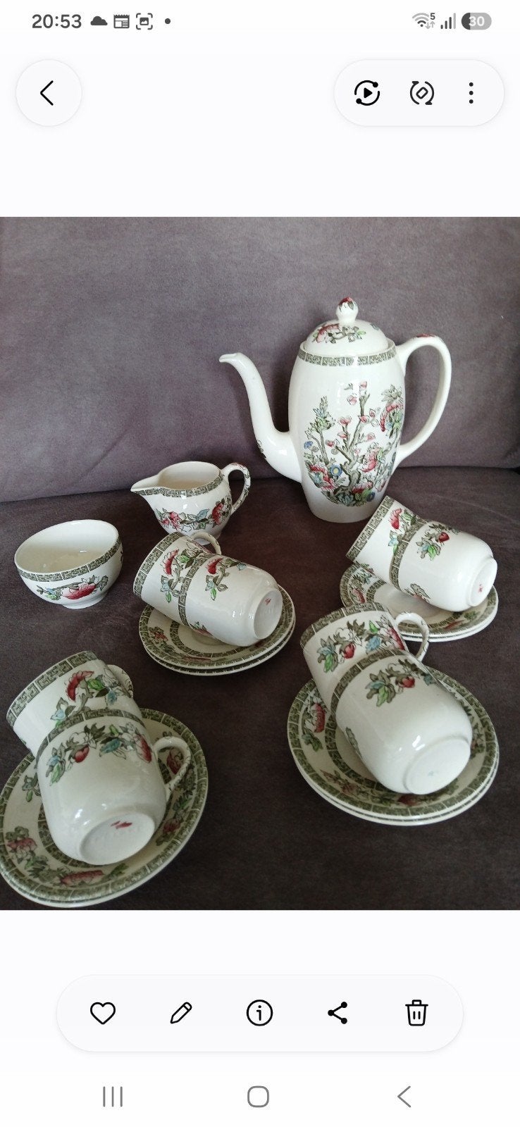Johnson Bros Koffieservies Vintage Idian Tree, Ophalen of Verzenden